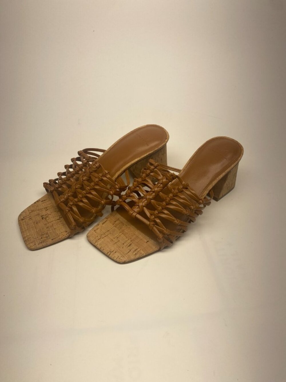 Marc Fisher LTD Colica Brown Cork Block Heel Sandals Sz 8.5